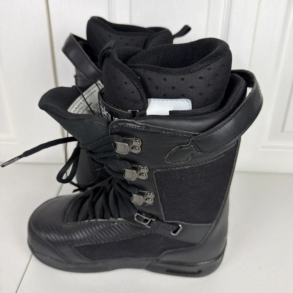 Celsius Snowboard Boots Dufficy Size 8 Climate Trad Lace Black Hemp Freestyle